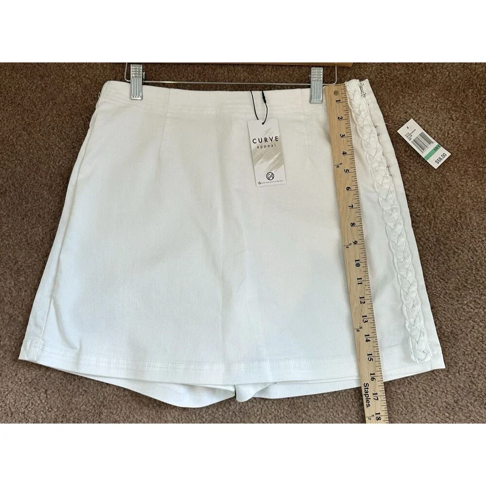 Curve Appeal White Golf Skort Size 8 NWT Braided Side Trim Stretch Skirt Shorts - Picture 5 of 11